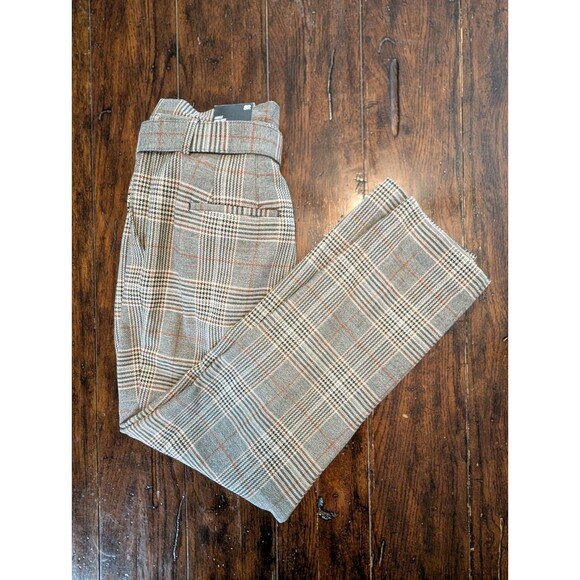 Express Pants - EXPRESS Pants Women's 8R High Rise Paperbag Ankle Plaid Straight Leg Belted NWT